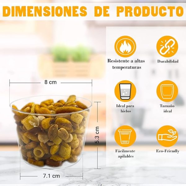PAWOPA Vasos chiquito de plástico reutilizables para vino y postres de 200 Ml. Vasitos resistentes de zurito y aperitivos - Imagen 3