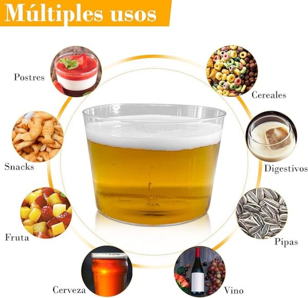 PAWOPA Vasos chiquito de plástico reutilizables para vino y postres de 200 Ml. Vasitos resistentes de zurito y aperitivos - Imagen 6