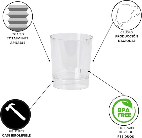 PAWOPA Vasos de chupito de plástico duro transparente - resistentes y reutilizables - Imagen 3