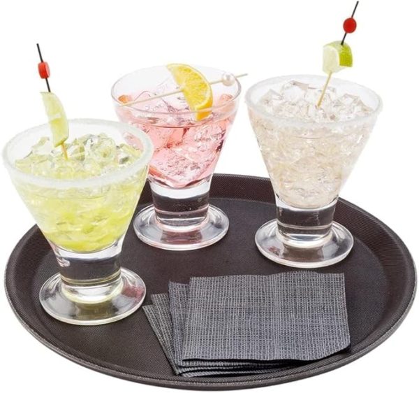 PAWOPA Bandejas de 40 cm camarero antideslizante redonda de plástico negro para hosteleria