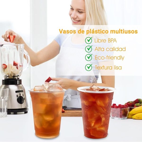 PAWOPA Vasos de plastico transparentes y reutilizables de 300 ML (250 + 50 ML) - Imagen 3