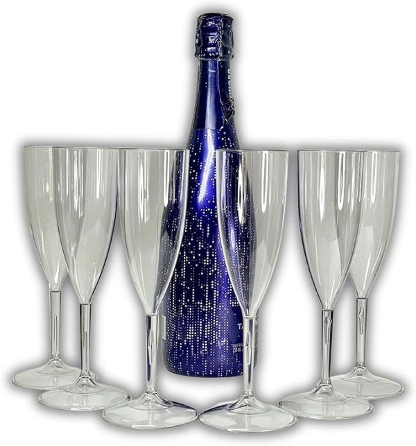 PAWOPA Copas de champan transparentes irrompibles, cava y vino espumoso de plástico duro reutilizables ultrarresistentes