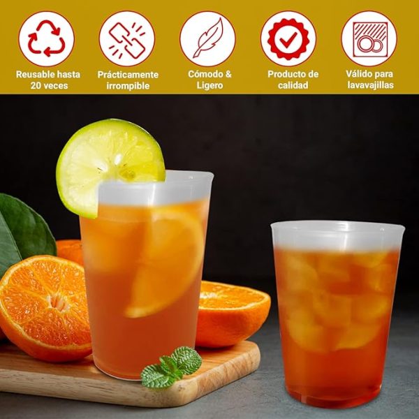 Vasos de sidra 500 ML reutilizables - Plástico duro irrompible - Imagen 5